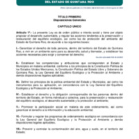 LEY DEL EQUILIBRIO ECOLOGICO Y LA PROTECCION AL AMBIENTE DEL ESTADO DE QUINTANA ROO